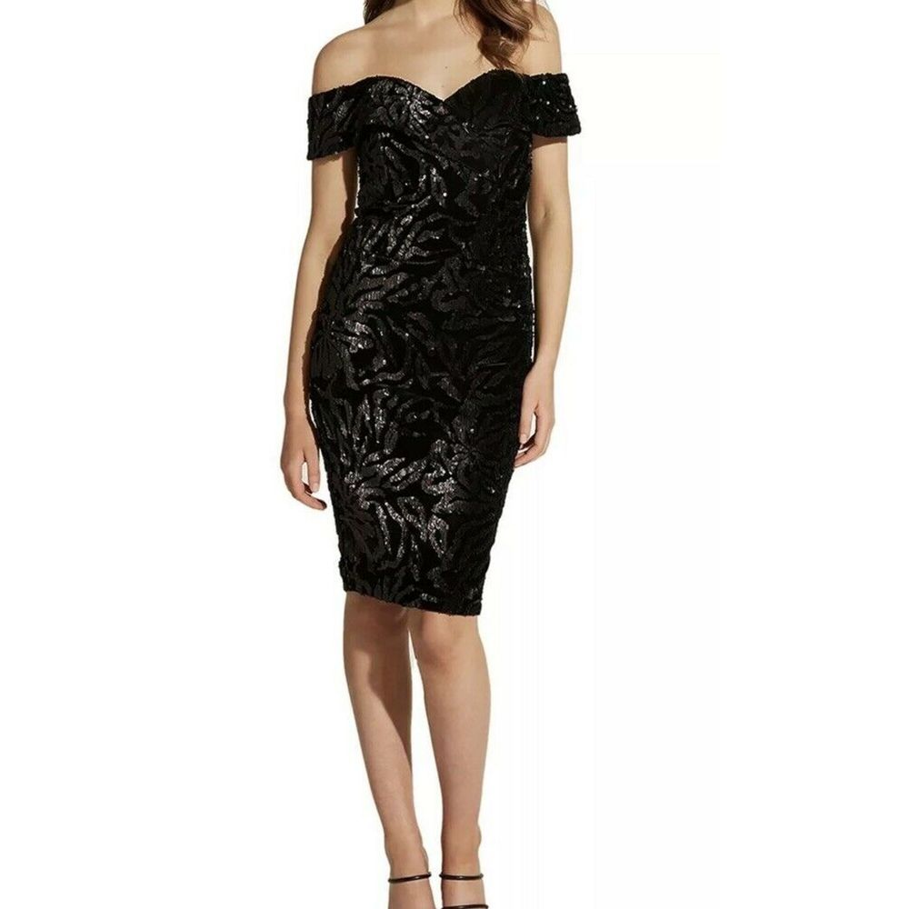 Bardot Sequin Velvet Off the Shoulder Dress